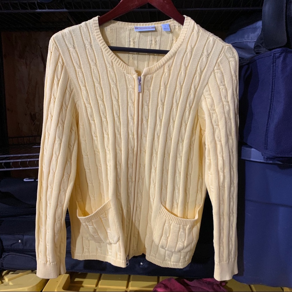 Nordstrom Cream Yellow Zip up sweater